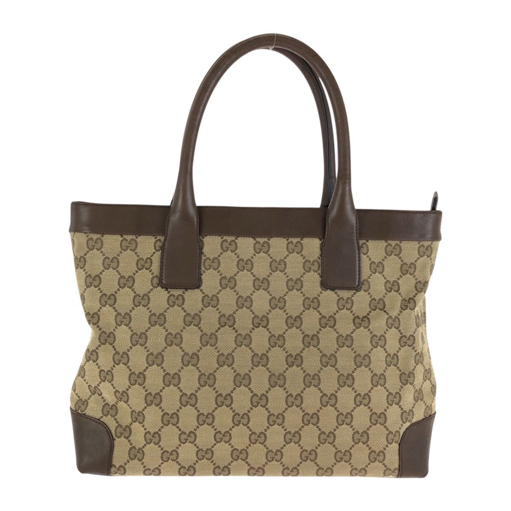 Gucci Brown Beige GG Canvas Leather 002 Tote