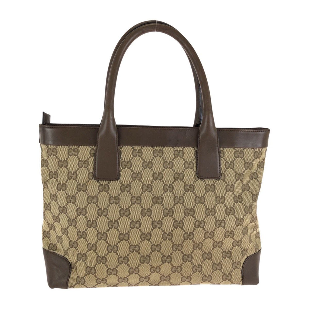 Gucci Brown Beige GG Canvas Leather 002 Tote — view 2