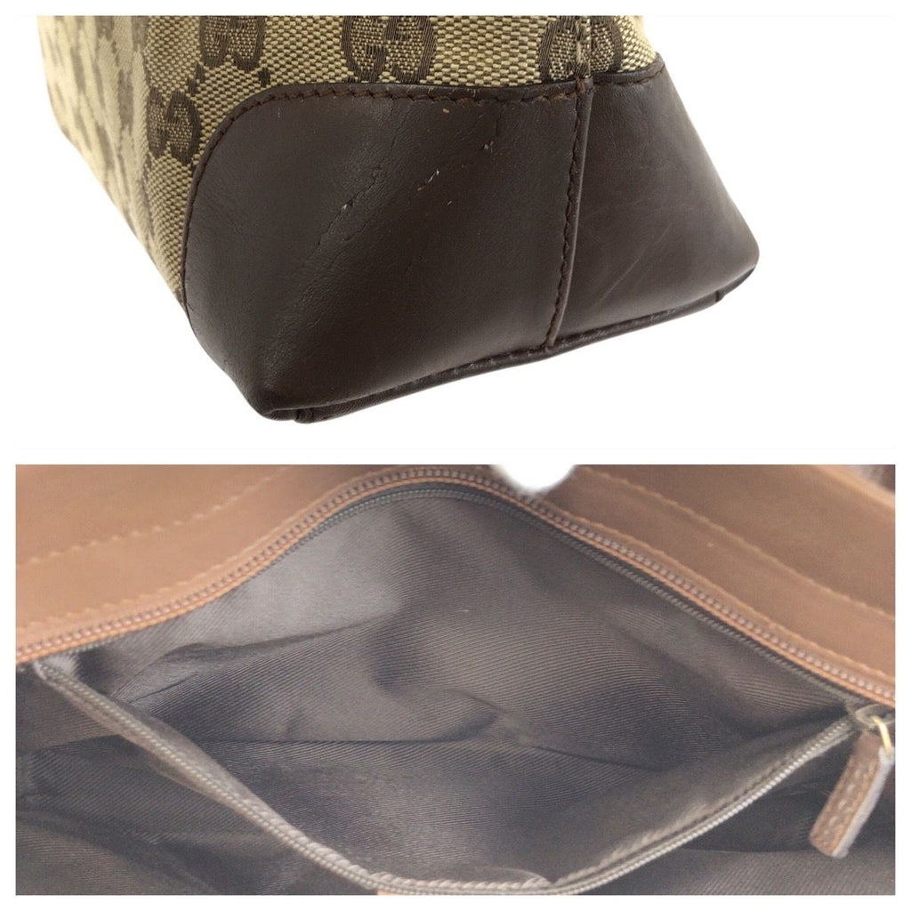 Gucci Brown Beige GG Canvas Leather 002 Tote — view 6