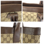 Gucci Brown Beige GG Canvas Leather 002 Tote — view 5