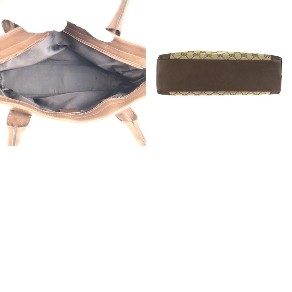 Gucci Brown Beige GG Canvas Leather 002 Tote — view 9
