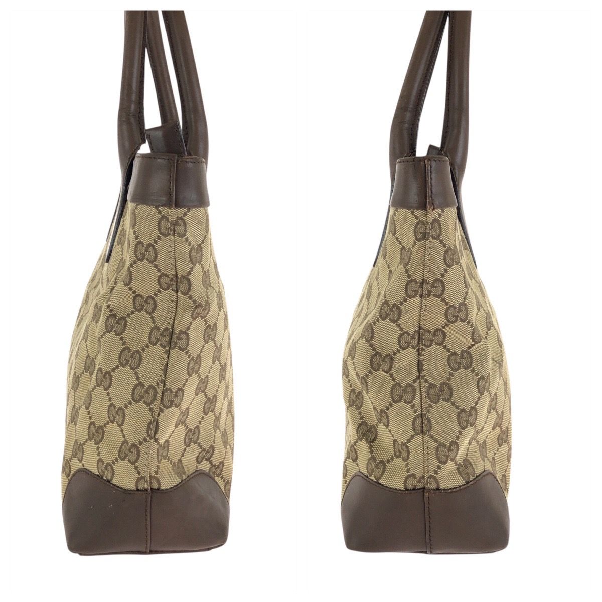 Gucci Brown Beige GG Canvas Leather 002 Tote — view 8