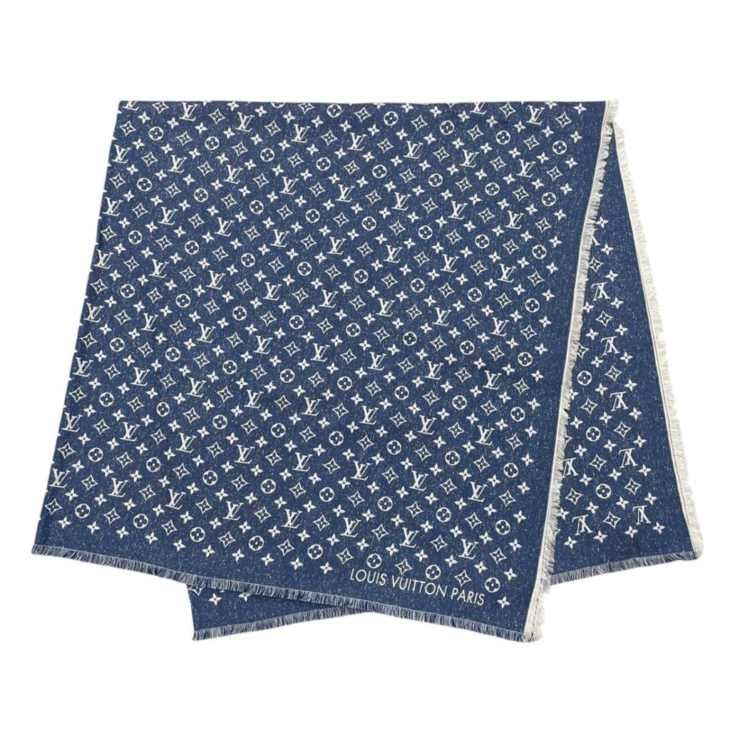 Louis Vuitton Shawl My Daily Denim Monogram Blue White Scarf