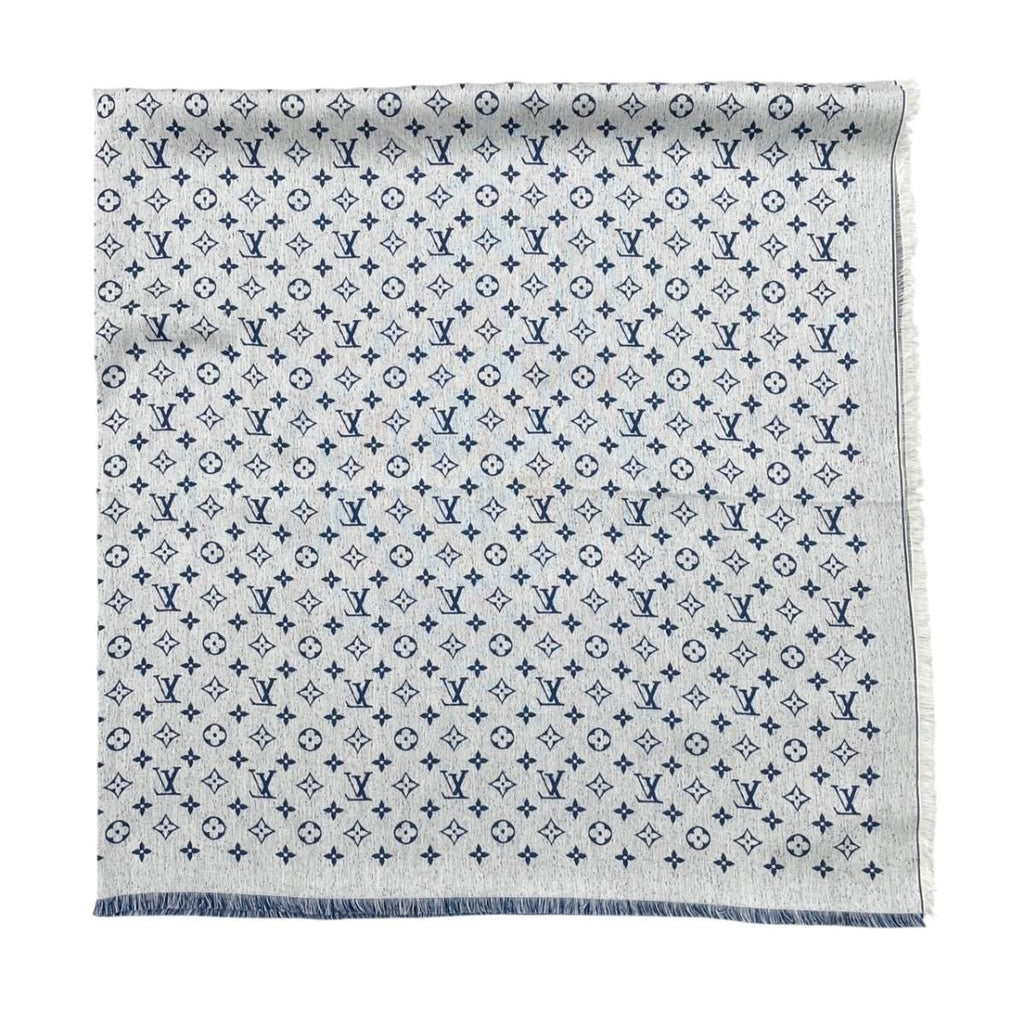 Louis Vuitton Shawl My Daily Denim Monogram Blue White Scarf — view 5