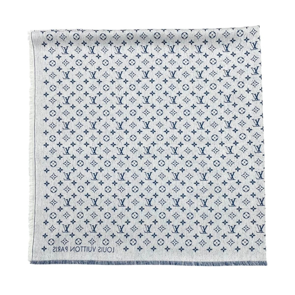 Louis Vuitton Shawl My Daily Denim Monogram Blue White Scarf — view 4