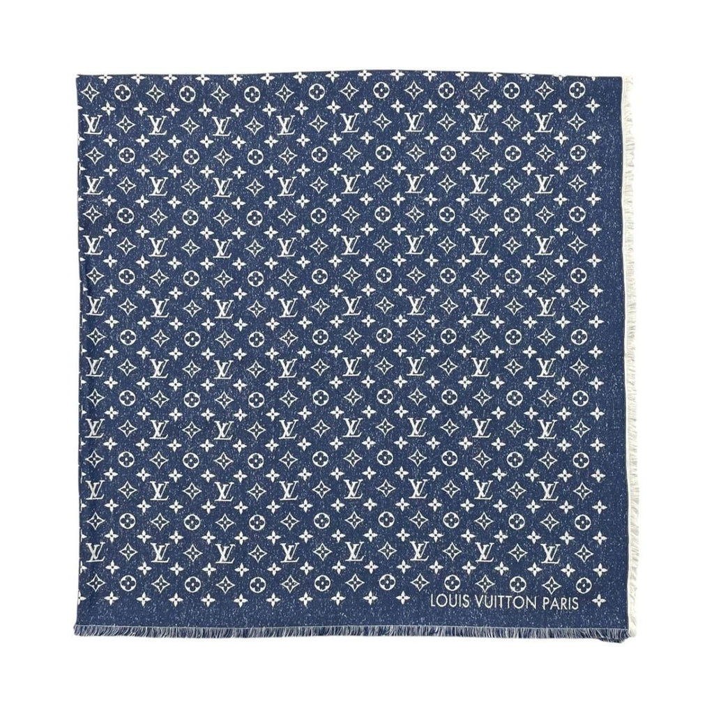 Louis Vuitton Shawl My Daily Denim Monogram Blue White Scarf — view 2