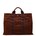 Hermes Fourre Tout MM Tote Brown Cotton Canvas
