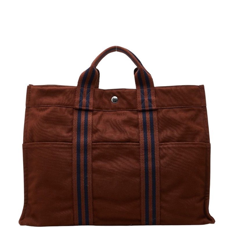 Hermes Fourre Tout MM Tote Brown Cotton Canvas