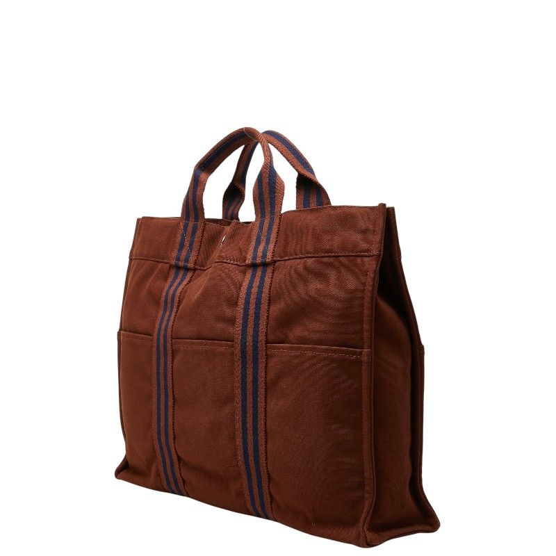 Hermes Fourre Tout MM Tote Brown Cotton Canvas — view 2