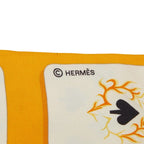 Hermes Twill Jeu de Cartes Cart Playing Cards Scarf Orange Silk — view 4