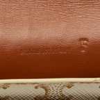 Celine Triomphe Phone Pouch Mini Pochette Shoulder White Brown Leather — view 7