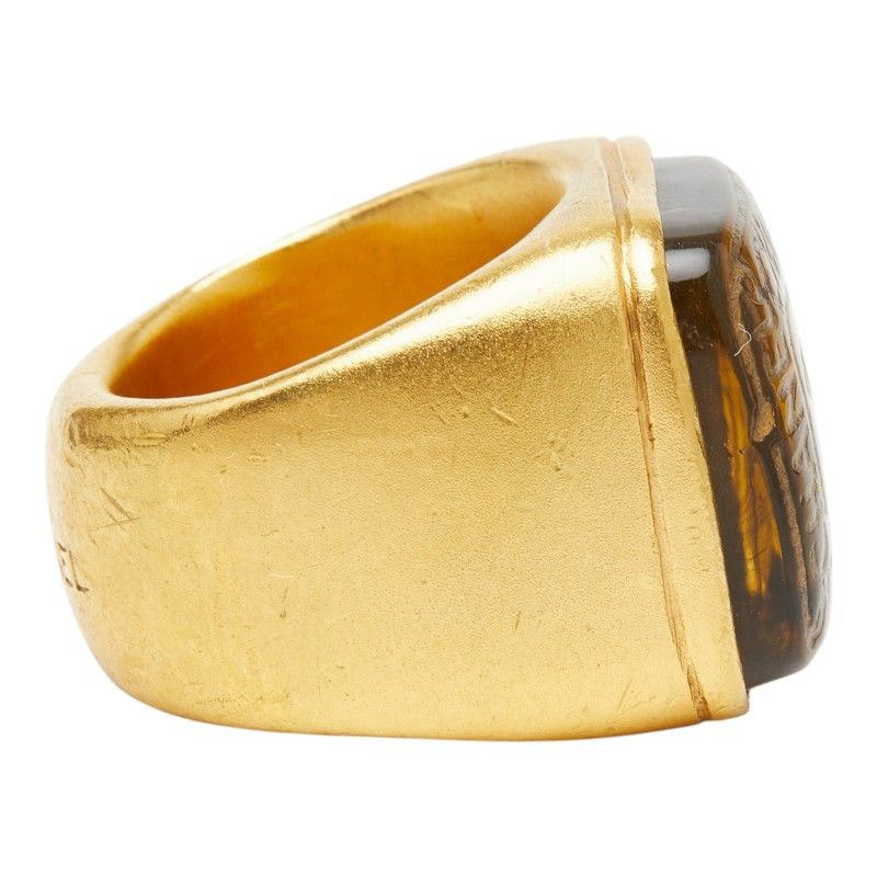 Chanel CC Logo Gripoix Vintage Ring Gold Plated — view 4