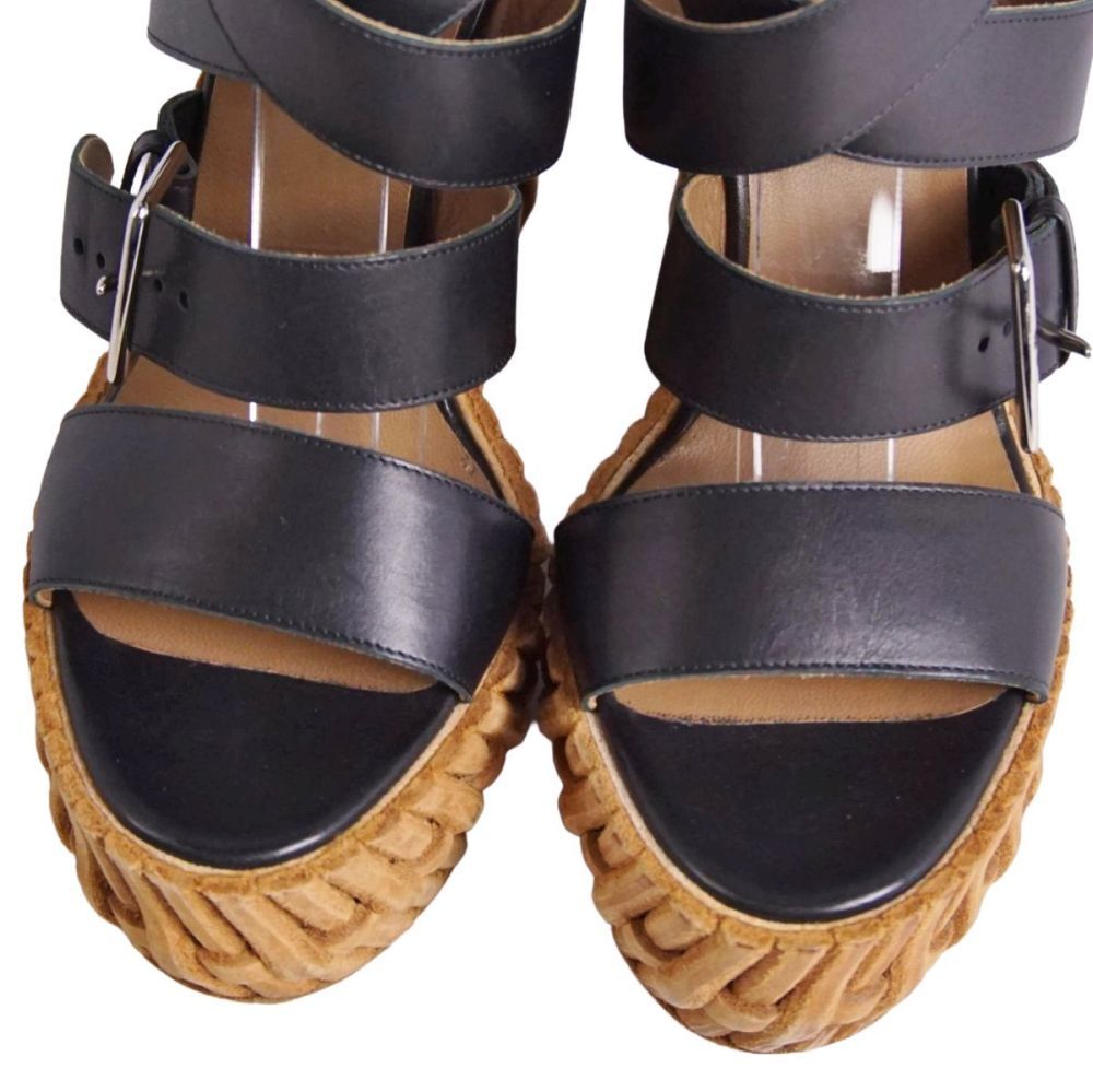 Hermes Sandals Wedge Sole Leather Shoes — view 3