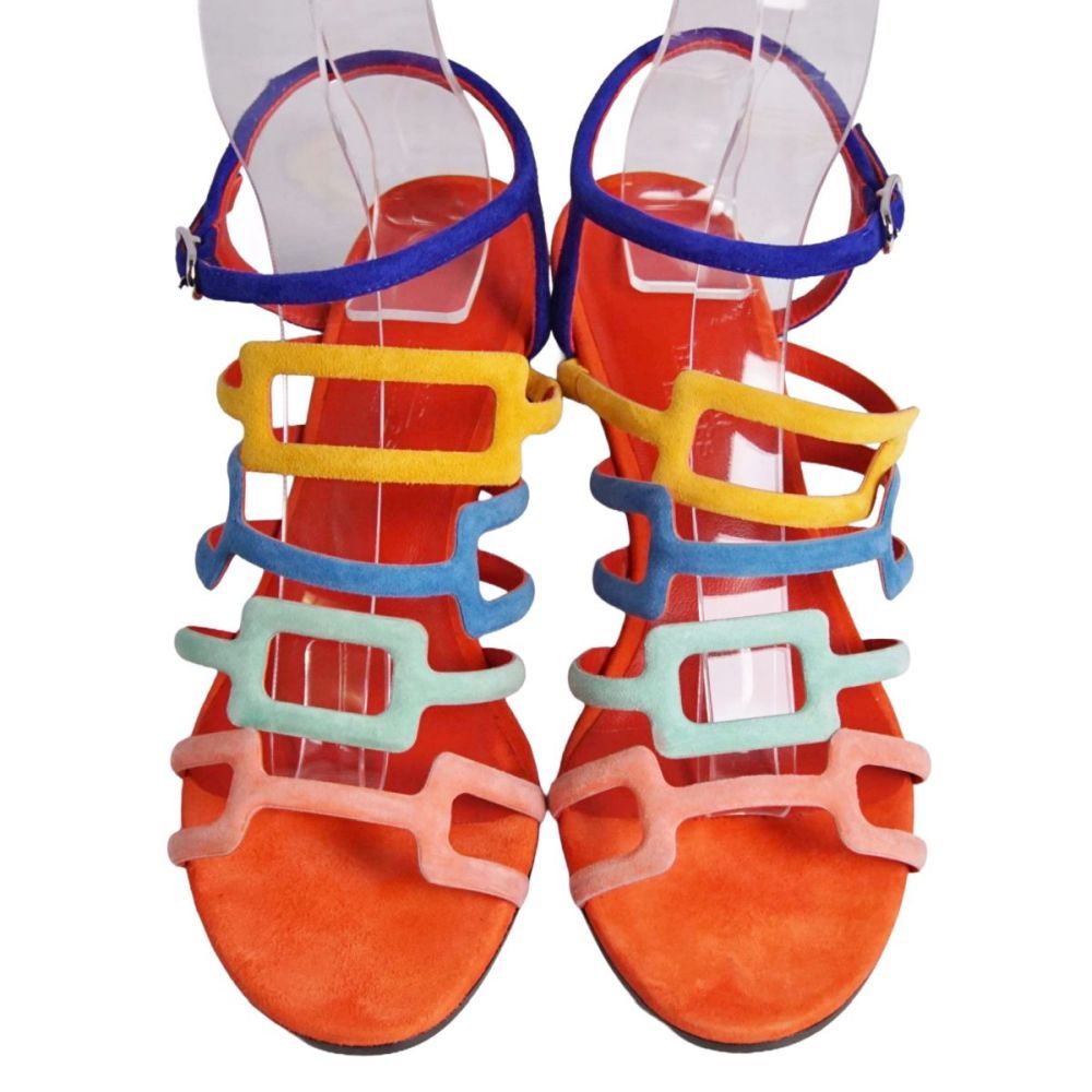Hermes Sandals Strap Suede Leather Heels — view 4