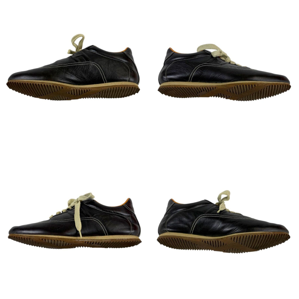 Hermes Quick Low Cut Sneakers Logo Leather Dark Brown 35 Half — view 6