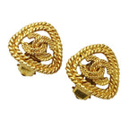 Chanel Earrings CC Logo Gold Plated Triangle Chain — view 3