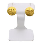 Chanel Earrings CC Logo Gold Plated Round Simple — view 2
