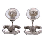 Chanel Earrings CC Logo Rhinestone Silver Simple — view 5