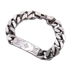 Louis Vuitton Bracelet Metal Chain Monogram Silver Logo Cool Presence