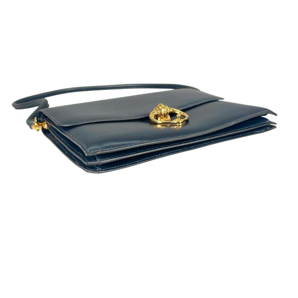 Hermes Shoulder Bag Sequana 22 Vintage Leather Blue Gold — view 3