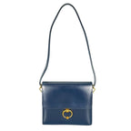 Hermes Shoulder Bag Sequana 22 Vintage Leather Blue Gold