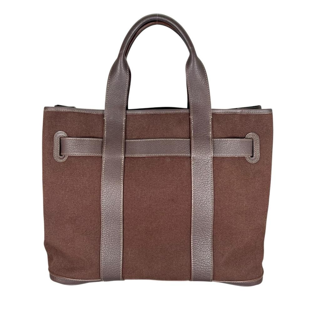 Hermes Tote Petite Ceinture MM Business Canvas Leather Brown Silver — view 2