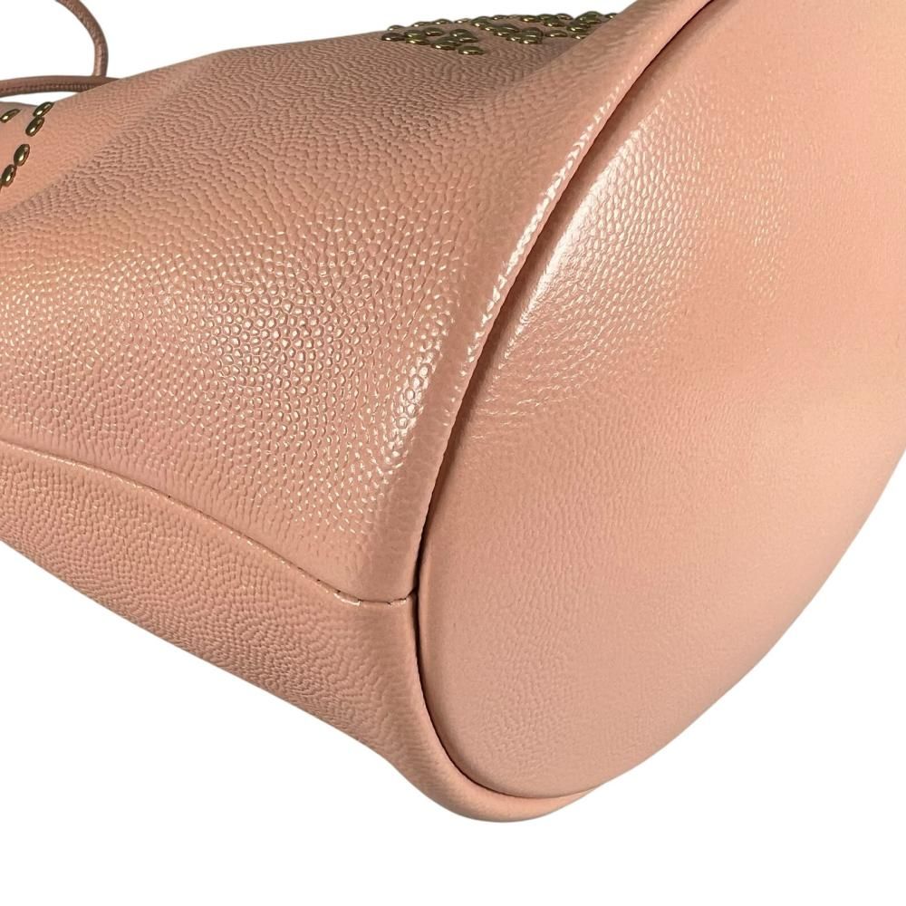 Chanel Shoulder Bag Deauville Studded Logo Gold Crossbody Pink — view 8