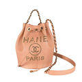 Chanel Shoulder Bag Deauville Studded Logo Gold Crossbody Pink