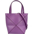 Loewe 2-Way Puzzle Fold Tote Mini Shoulder Bag Crossbody Leather Purple Gold
