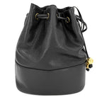 Chanel Handbag CC Logo Drawstring Bag Coco Charm Shoulder Caviar Leather Black — view 2