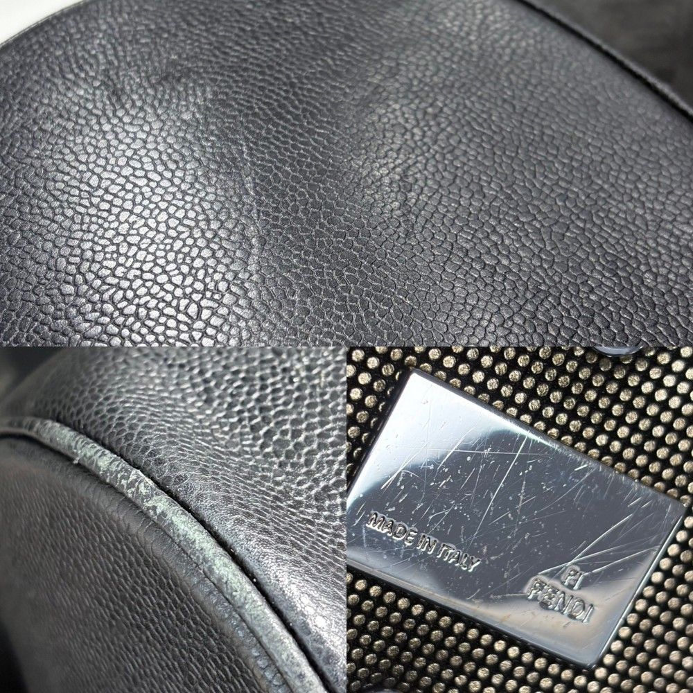 Chanel Handbag CC Logo Drawstring Bag Coco Charm Shoulder Caviar Leather Black — view 8