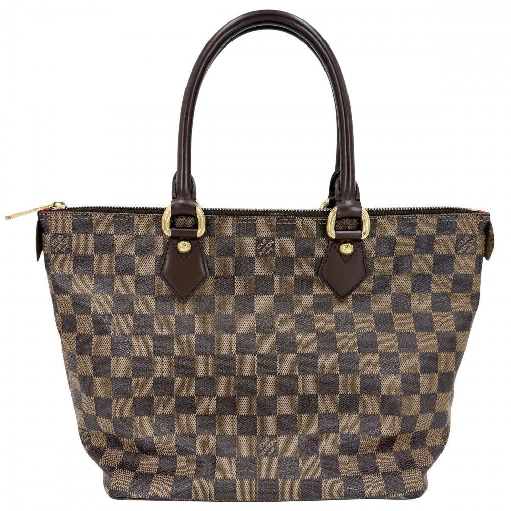 Louis Vuitton Tote Shoulder Damier Saleya PM Handbag Brown Gold — view 2