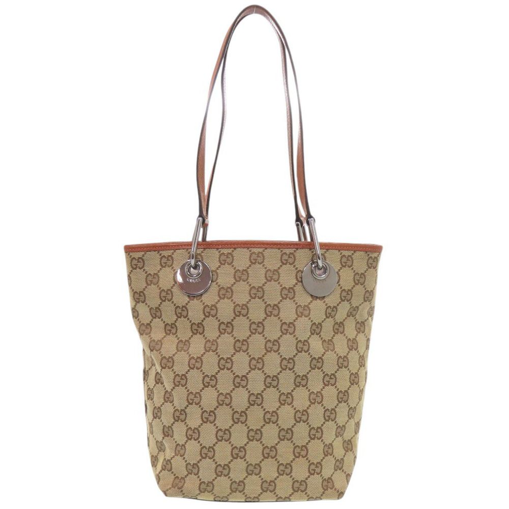 Gucci GG Canvas Leather Beige Tote