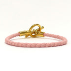 Hermes Bracelet Glenan Rose Sakura Gold Leather Metal Bangle — view 2