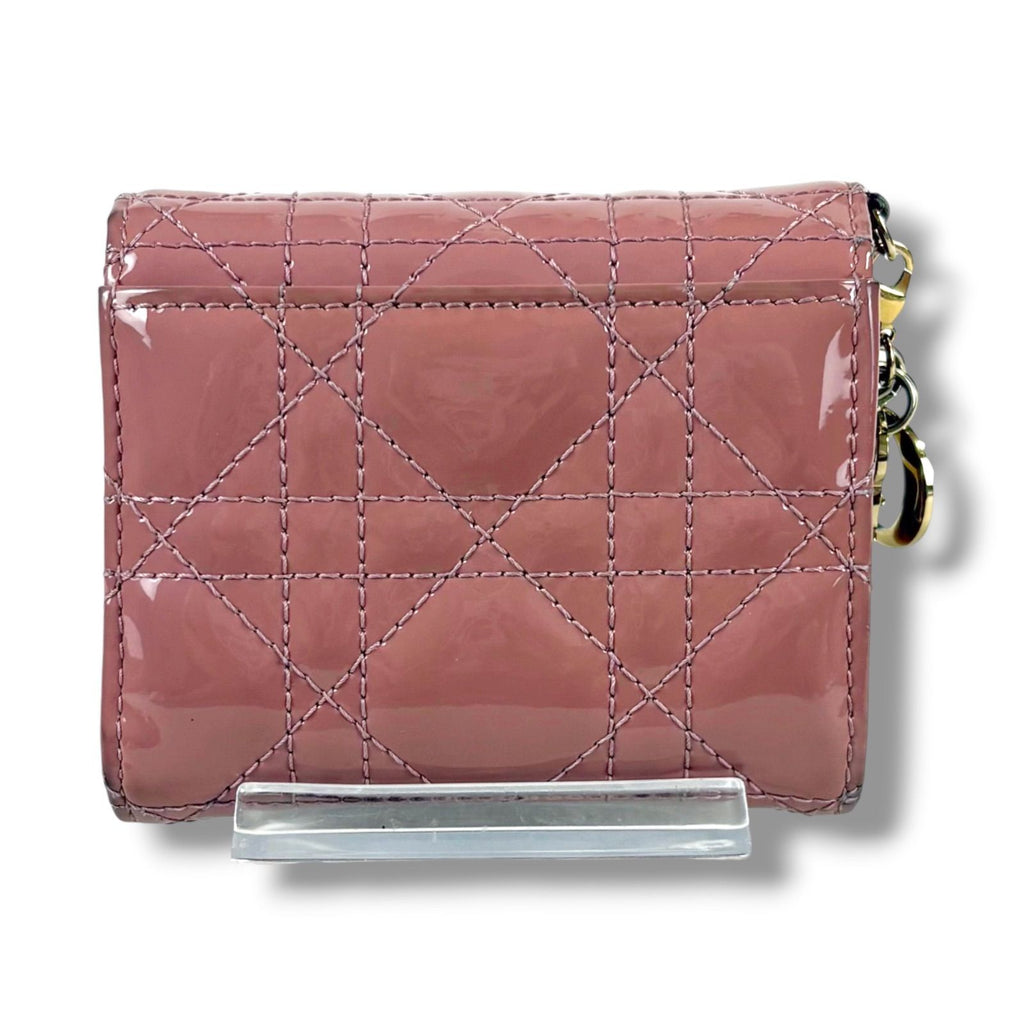 Dior Lady Lotus Wallet Trifold Cannage Patent Calfskin with Charm Handbag — view 3