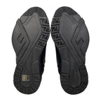 Fendi Sneakers Flow Top 6 Sizes Calf Leather FF Motif Logo Black Gray — view 6