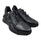 Fendi Sneakers Flow Top 6 Sizes Calf Leather FF Motif Logo Black Gray — view 2