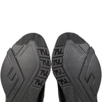 Fendi Sneakers Flow Top 6 Sizes Calf Leather FF Motif Logo Black Gray — view 9
