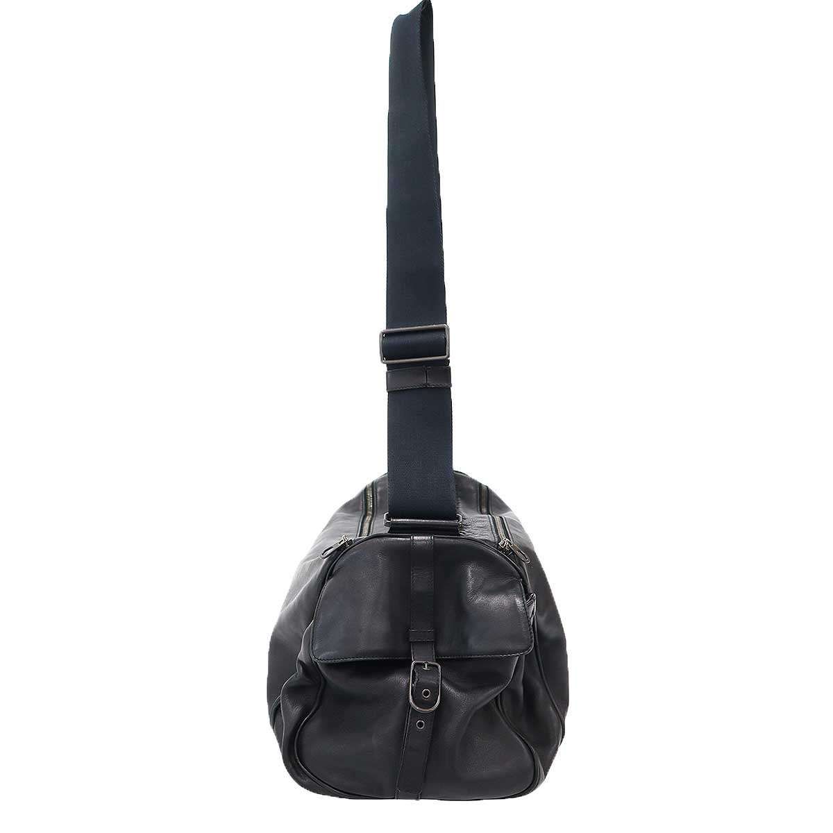 Bottega Veneta Intrecciato Leather Boston Shoulder Bag Black — view 3