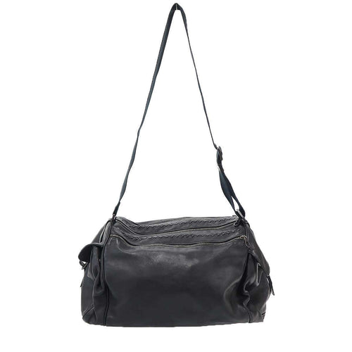 Bottega Veneta Intrecciato Leather Boston Shoulder Bag Black — view 2