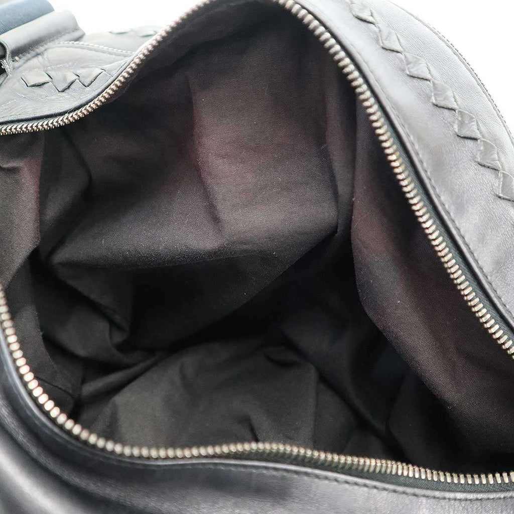 Bottega Veneta Intrecciato Leather Boston Shoulder Bag Black — view 7