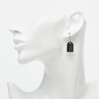 Dior Logo Plate Earrings Silver Black Metal — view 4