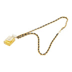 Chanel Chain Necklace Gold Clear Black Plated Glass Leather — view 4