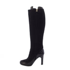 Fendi Long Boots Suede Logo Button 36.5 Black TK — view 2