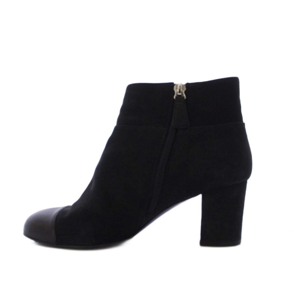 Chanel Short Boots CC Logo Suede Side Zipper 36c Black TK — view 3