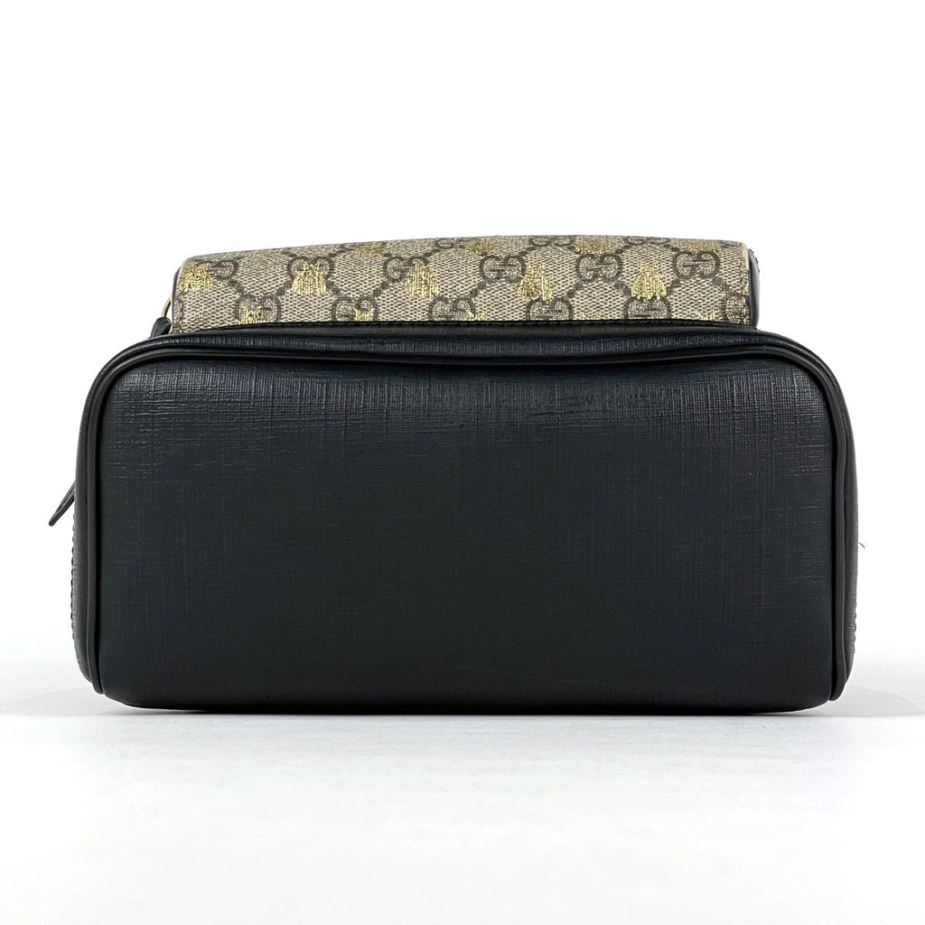 Gucci GG Pattern Backpack Bee Print Supreme Beige Black — view 3