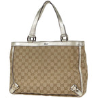 Gucci GG Pattern Tote Abbey Canvas Beige Gold