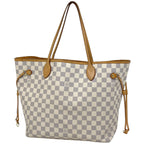 Louis Vuitton Neverfull MM Shoulder Bag Tote Damier Azur White