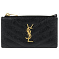 Saint Laurent Monogram Fragment Zip Card Case Leather Black