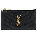 Saint Laurent Monogram Fragment Zip Card Case Leather Black